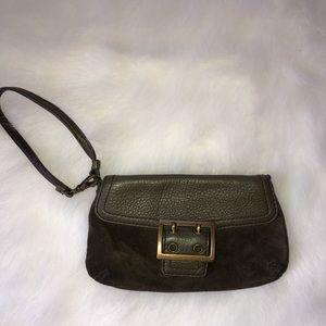 Banana Republic Olive Green Suede Wristlet